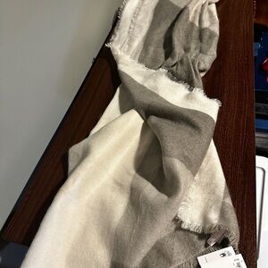 Striped Gray and Cream Scarf